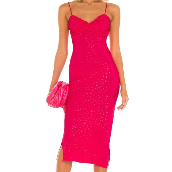 REVOLVE Hot Pink Heart Slip Dress - Picture 1 of 4